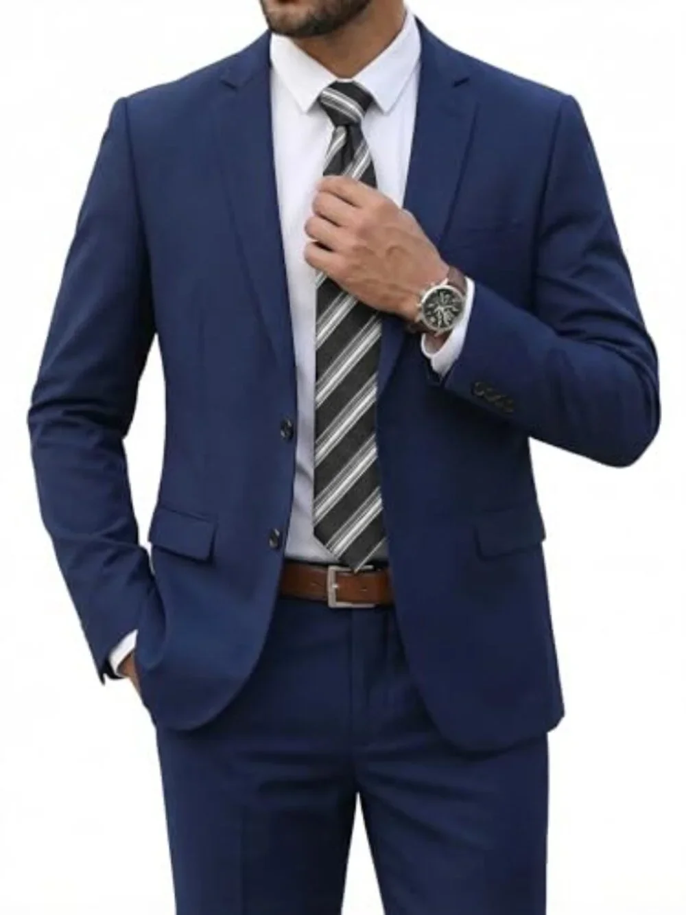 Men's 2 Piece Suit Classic Fit 2 Button Dress Tuxedo Blazer Jacket for Wedding